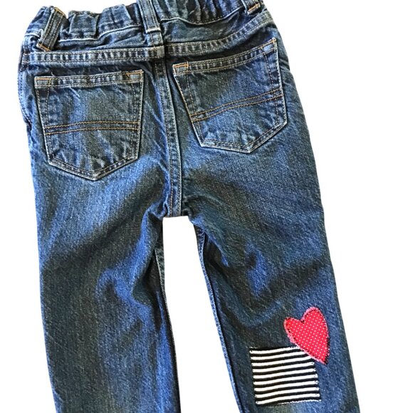 Toddler Patchwork Jeans OshKosh Size 12-18 Months: Handmade Heart & Love Patches - Picture 10 of 14